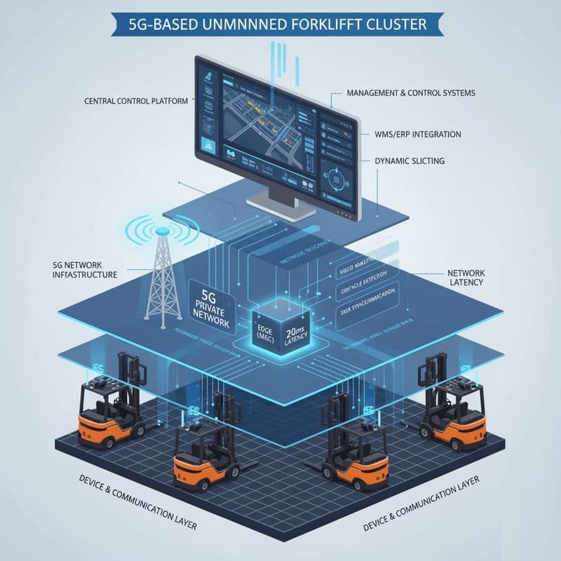 5G Routers in Unmanned Forklift Cluster Applications