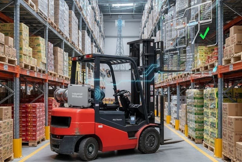 Industrial 5G Routers in Unmanned Forklift Cluster